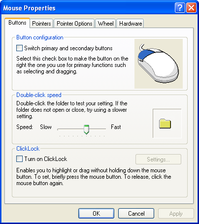 Mouse in Windows XP Pro (Mouse Properties)