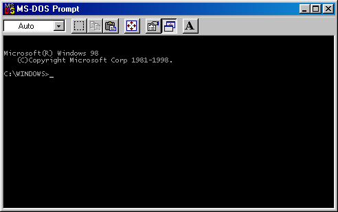 Command prompt in Windows 98 (MS-DOS Prompt)