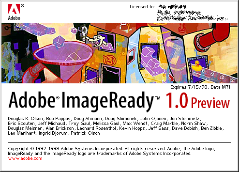 Adobe ImageReady 1.0 , preview version