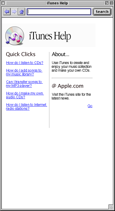 Help in iTunes 1.1
