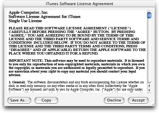 Licence in iTunes 2