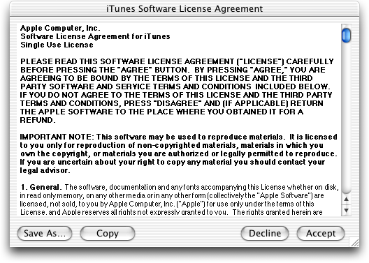 Licence in iTunes 3