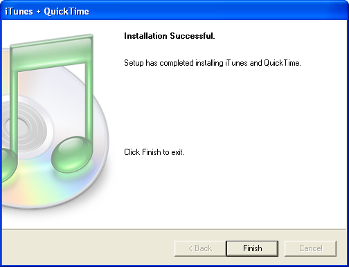 Installation complete in iTunes 5