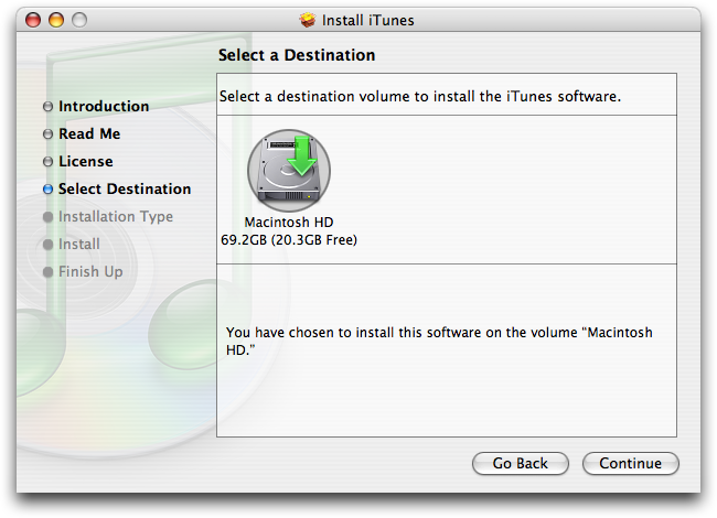 Destination in iTunes 5