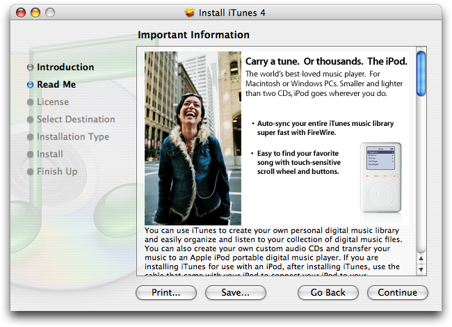 Read me in iTunes 4.1