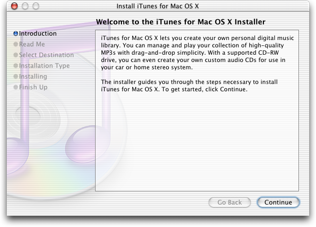 Welcome screen in iTunes 3