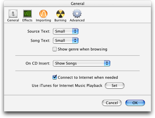 Preferences in iTunes 3