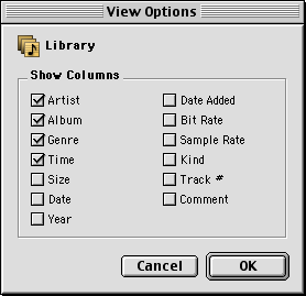 View options in iTunes 1.1