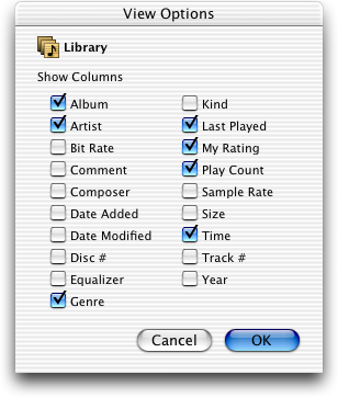 View options in iTunes 3