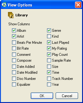 View options in iTunes 4.1