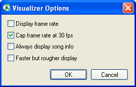 Visualizer options in iTunes 4.1