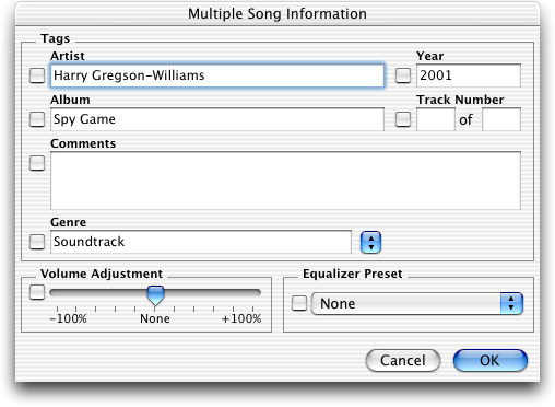 Multiple songs info in iTunes 2