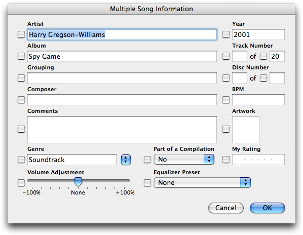 Multiple songs info in iTunes 5