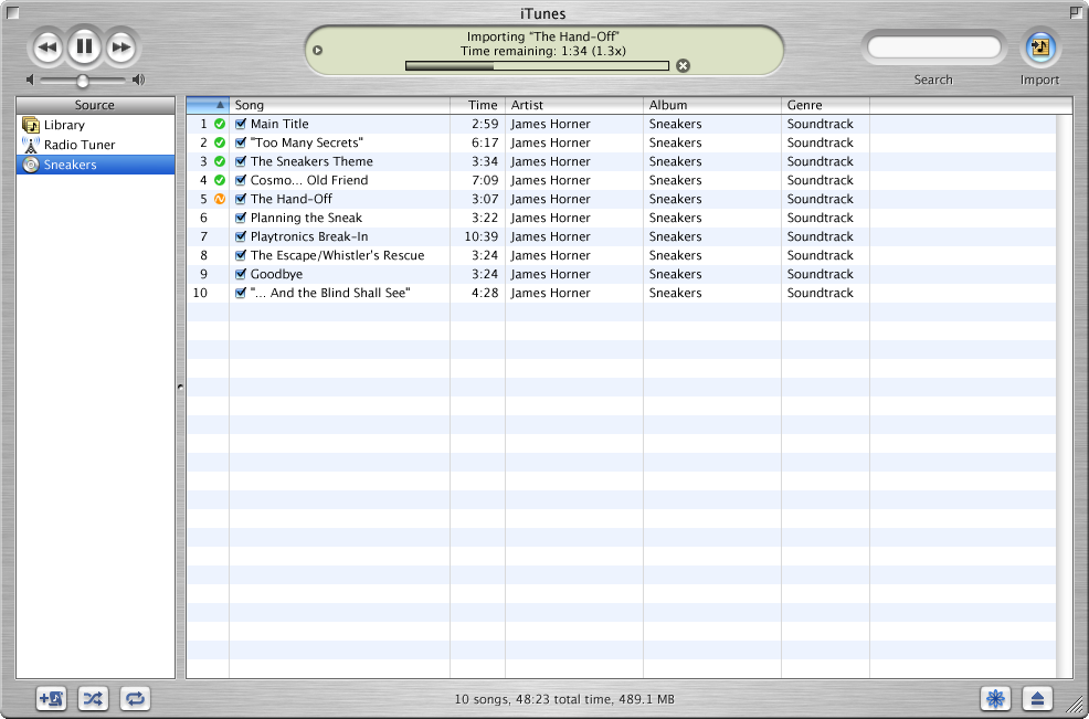 Importing in iTunes 1.1