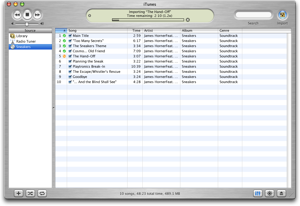 Importing in iTunes 2