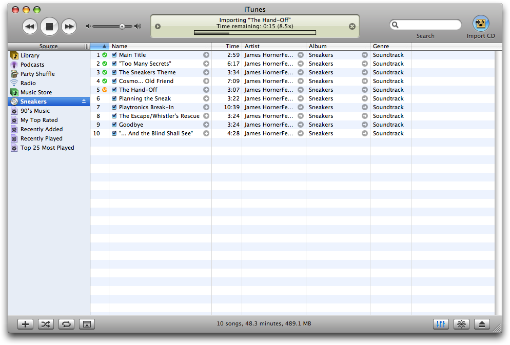 Importing in iTunes 5