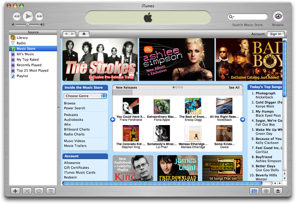 Music store in iTunes 4.1