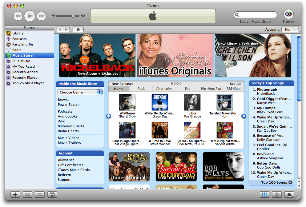 Music store in iTunes 5