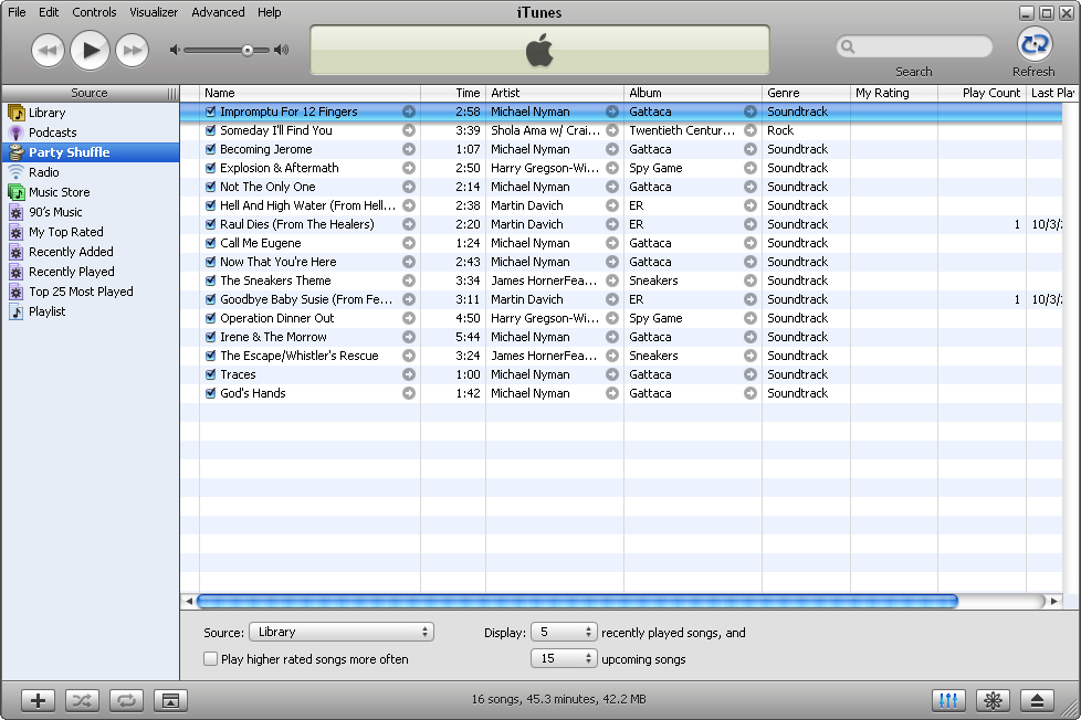 Party shuffle in iTunes 5