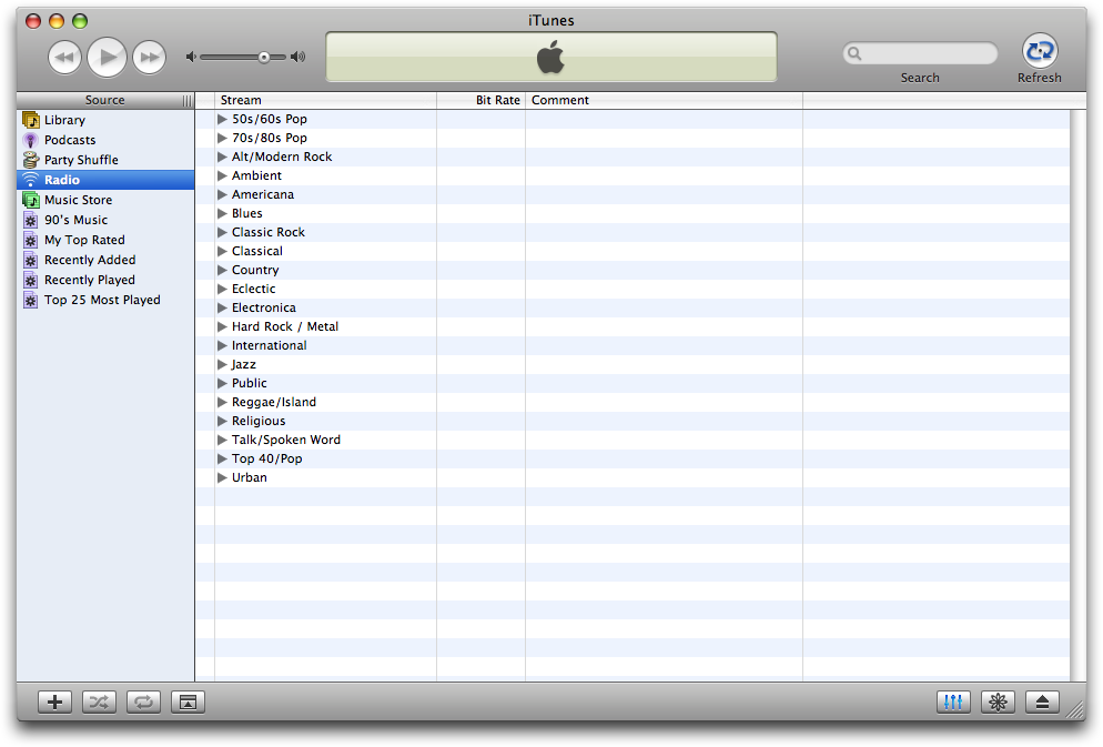 Radio in iTunes 5