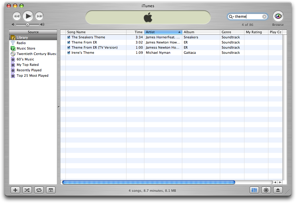 Searching in iTunes 4.1