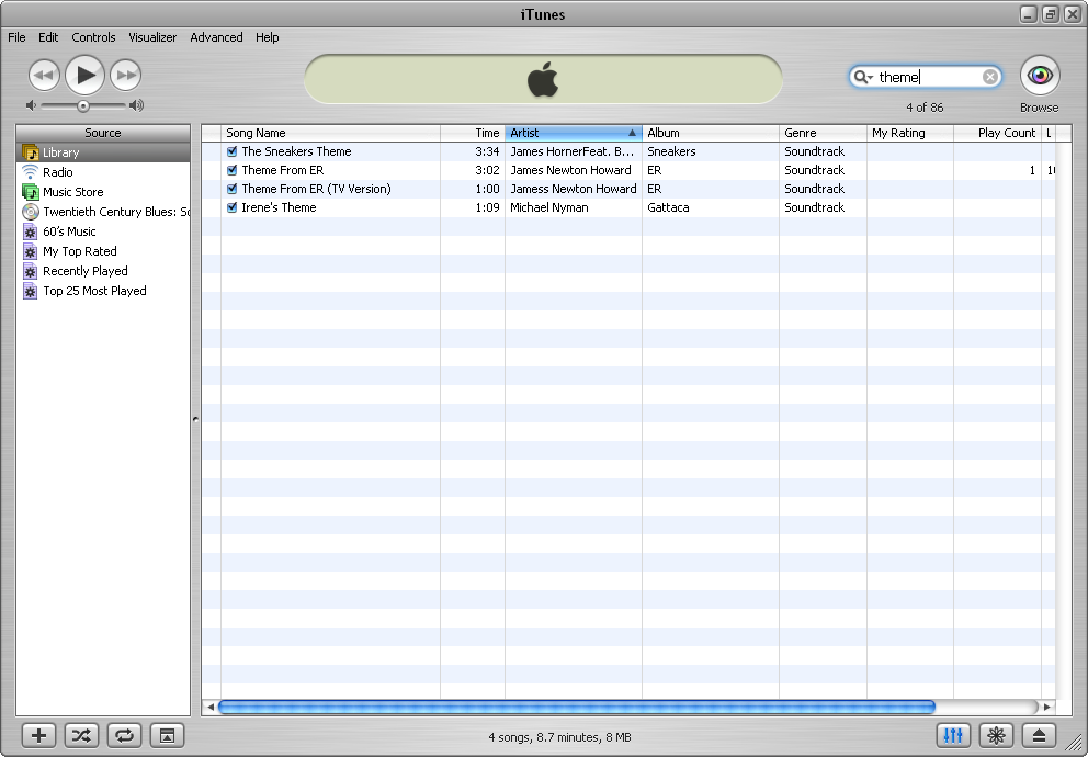 Searching in iTunes 4.1