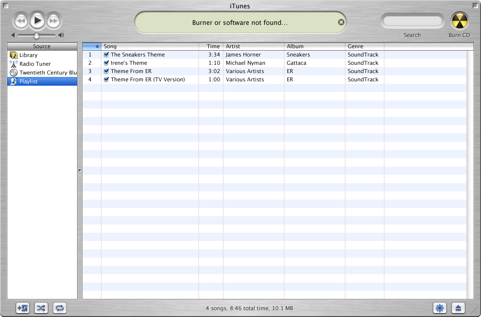 Burning a CD in iTunes 1.1