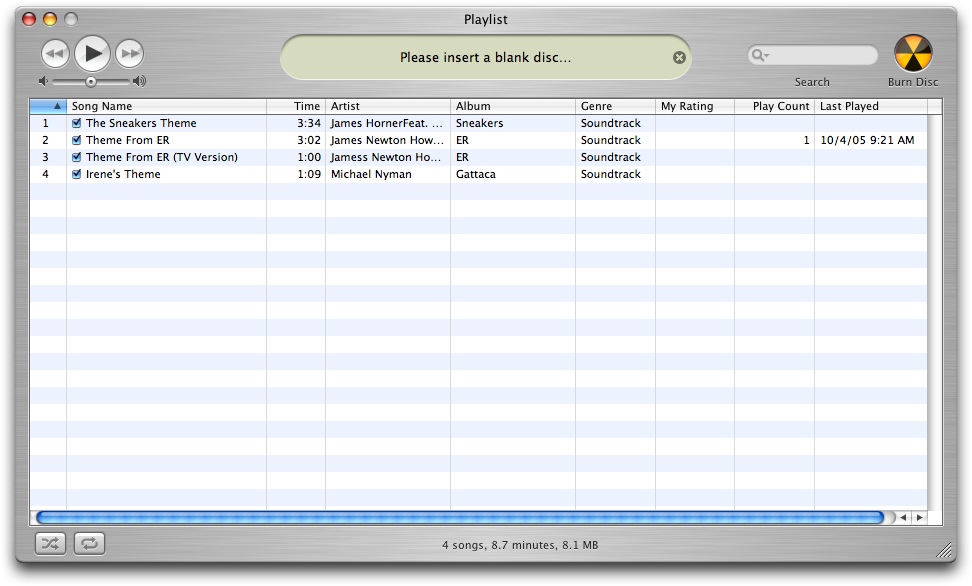 Burning a CD in iTunes 4.1