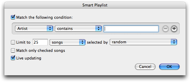 New smart playlist in iTunes 4.1