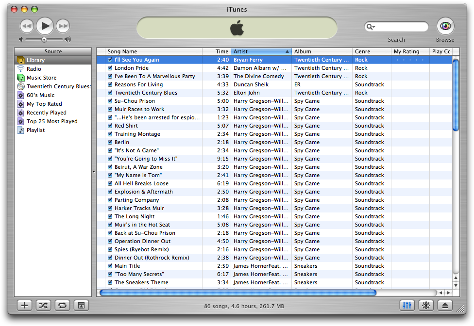 Full library in iTunes 4.1