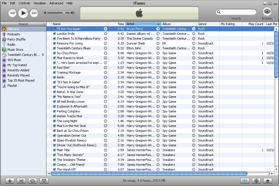 Full library in iTunes 5