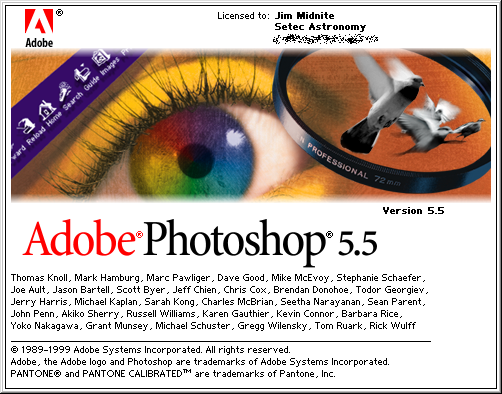 About box in Adobe Photoshop 5.5