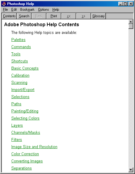 Help in Adobe Photoshop 3.0.4