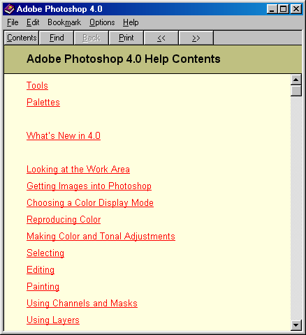 Help in Adobe Photoshop 4.0
