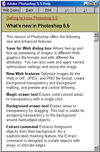 Help in Adobe Photoshop 5.5