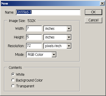 New image in Adobe Photoshop 6.0