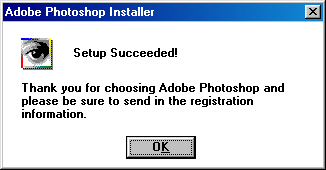 Installation complete in Adobe Photoshop 3.0.4