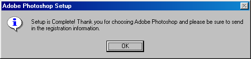 Installation complete in Adobe Photoshop 4.0