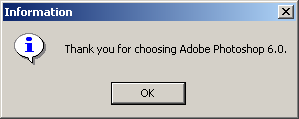 Installation complete in Adobe Photoshop 6.0