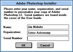 Personalization in Adobe Photoshop 2.5 LE