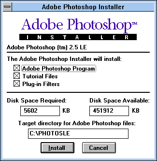 installing adobe photoshop 5.0 in windows 7