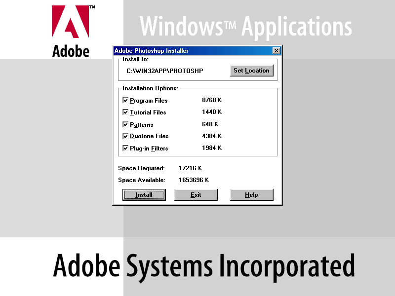 Welcome screen in Adobe Photoshop 3.0.4