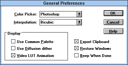 Preferences in Adobe Photoshop 2.5 LE