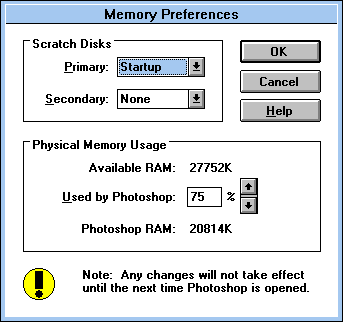 Preferences in Adobe Photoshop 2.5 LE