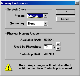 Preferences in Adobe Photoshop 3.0.4