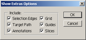 Show extras options in Adobe Photoshop 6.0