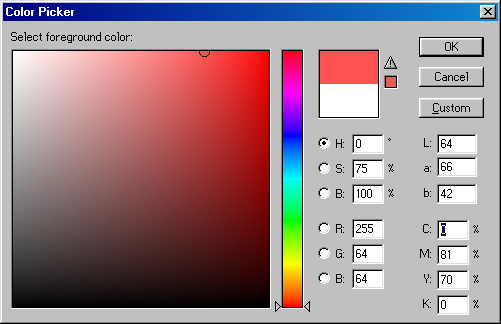 Colour picker in Adobe Photoshop 4.0