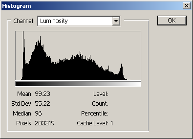 Histogram in Adobe Photoshop 6.0