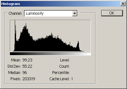 Histogram in Adobe Photoshop 7.0