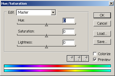 Hue/Saturation in Adobe Photoshop 6.0